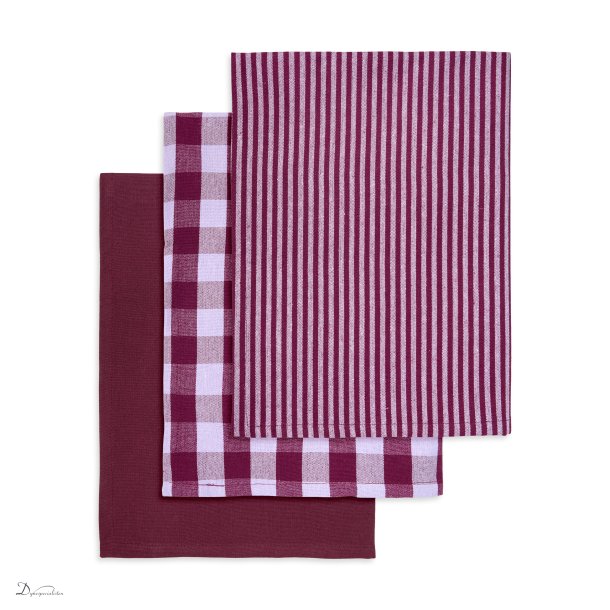 Engholm Viskestykker 3 stk. - Plum