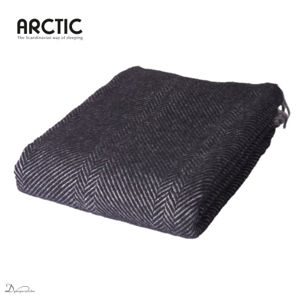 Arctic Herringbone uldplaid - Black