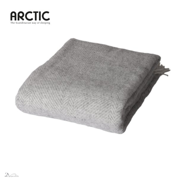 Arctic Herringbone uldplaid - Light Grey
