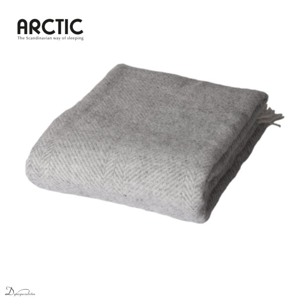 Arctic Herringbone uldplaid - Light Grey